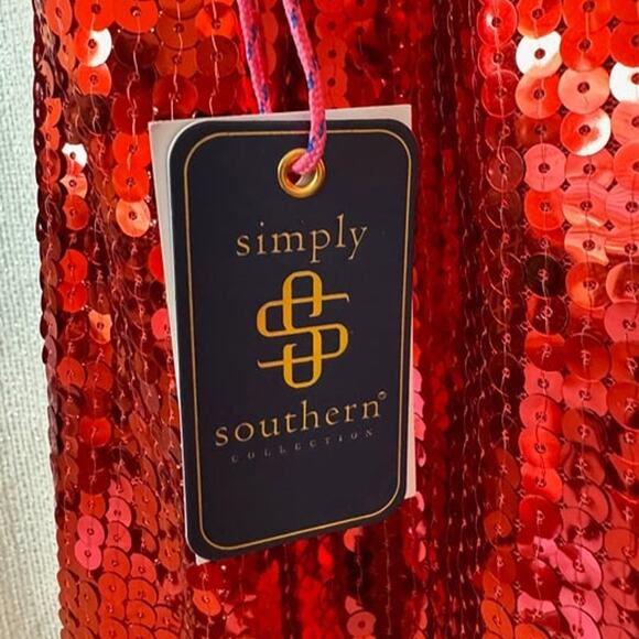 Simply Southern NWT women’s size Large red sequence Santa Baby dress - Picture 4 of 5